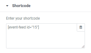 Inserting the event feed shortcode into the Elementor shortcode block