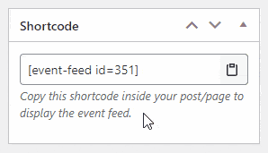 Copying the event feed shortcode into the clipboard